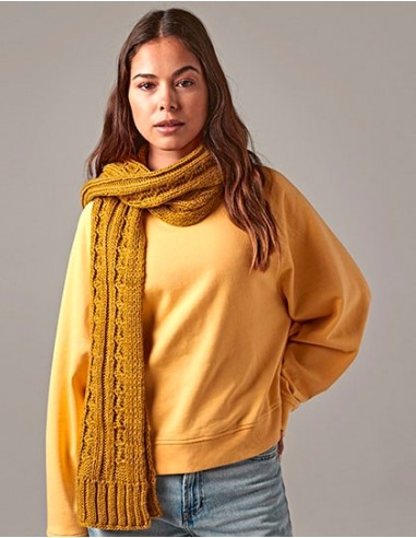 B-B499-Cable Knit Melange Scarf